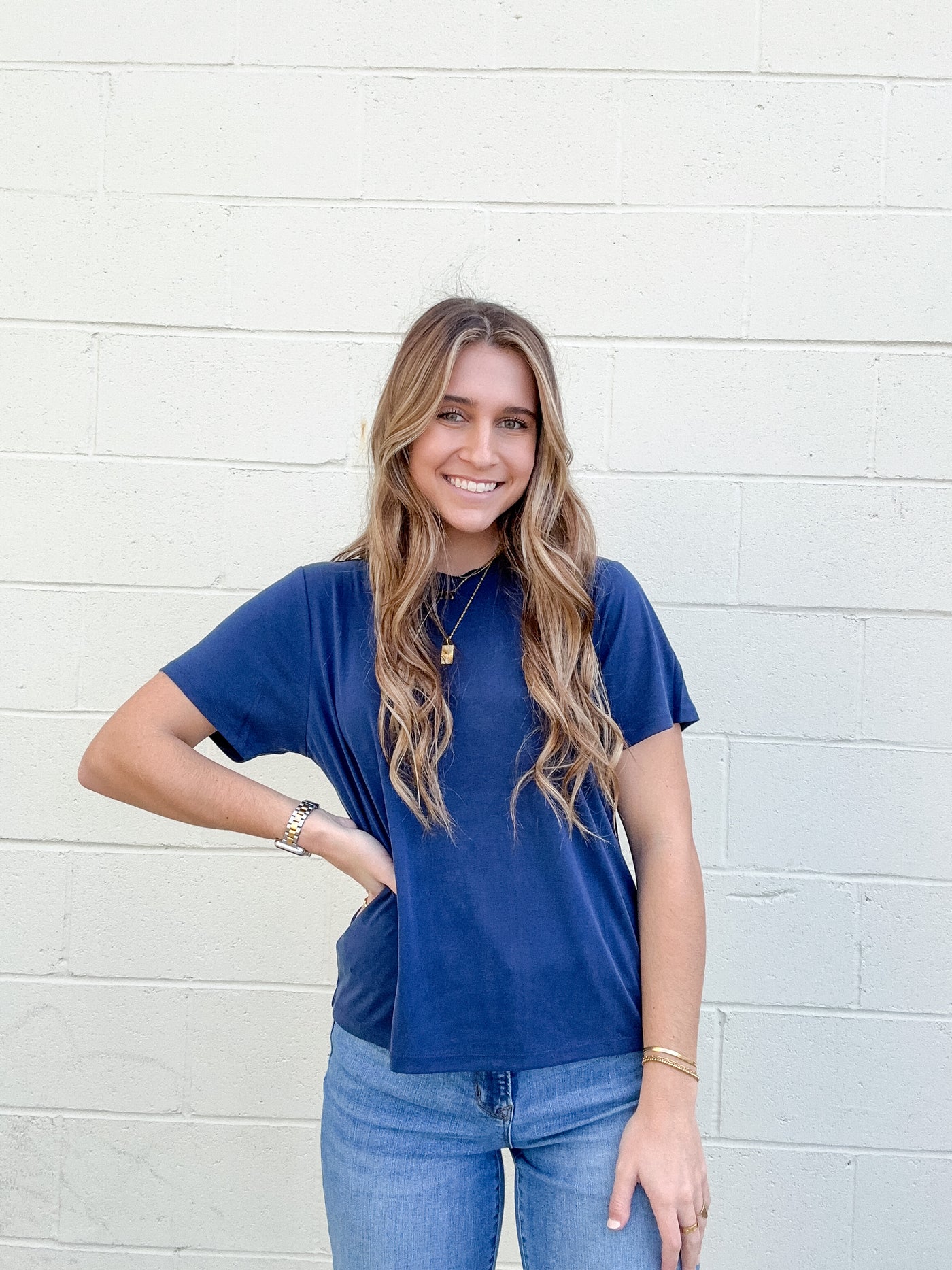 Boyfriend Fit Scoop Neck T-Shirt