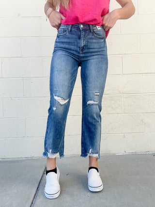Judy Blue High Waisted Destroy Cropped Straight Leg