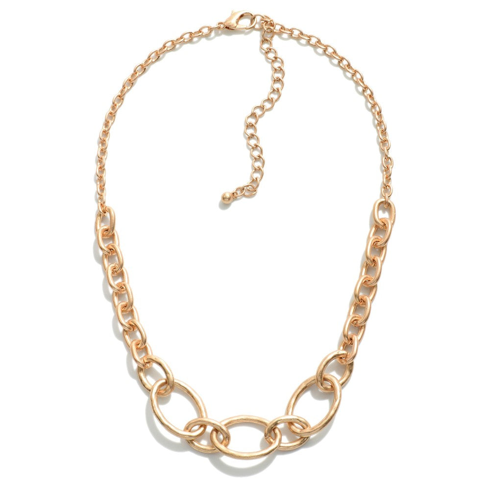 Short Hammered Chain Link Necklace