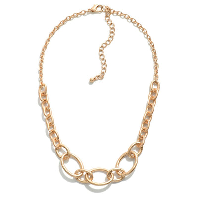 Short Hammered Chain Link Necklace