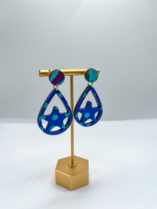 Aqua Blue Starfish Earrings