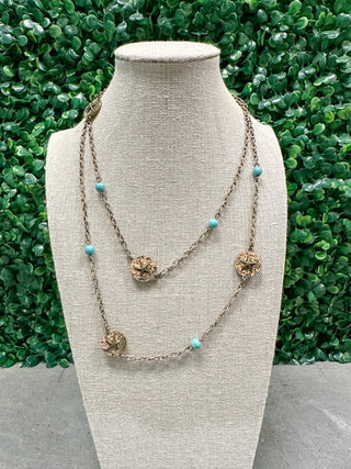 Vintage Gold Turquoise Starfish Layering Necklace