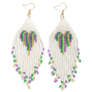 Sead Bead Tassel Heart Earrings