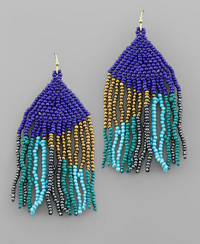 Beads Tassel Triangle Earrings