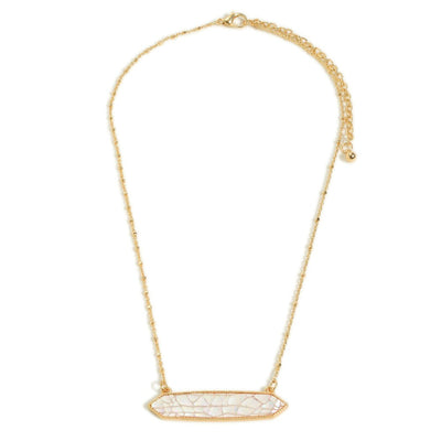 Gold Tone Pearlescent Bar Necklace