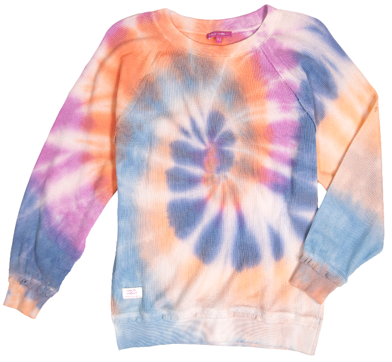 SIMPLY SOUTHERN SPIRAL TIEDYE PULLOVER WAFFLE CREW SWEATSHIRT