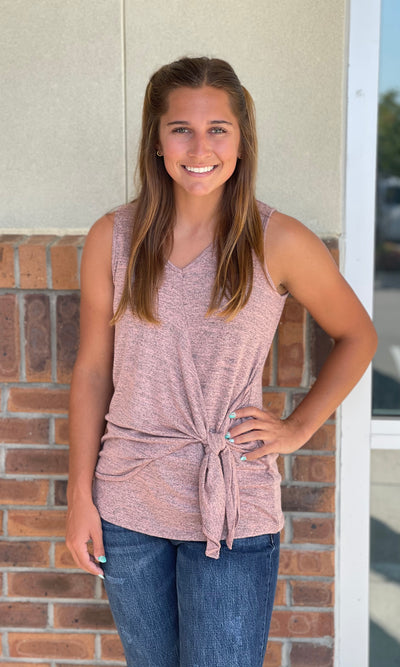 Scoop Neck Tank W/ Tie Front