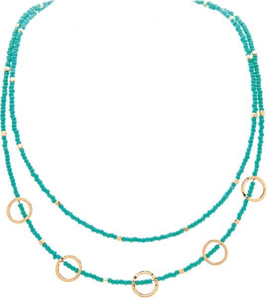 Gold Aqua Circles Necklace
