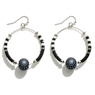 Heishi Beaded Halloween Hoop Drop Earrings