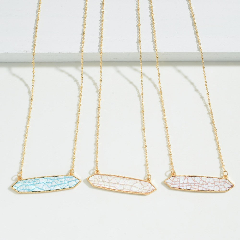Gold Tone Pearlescent Bar Necklace