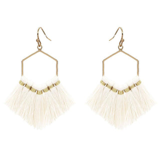 Fringe Tassel Hexagon Earrings
