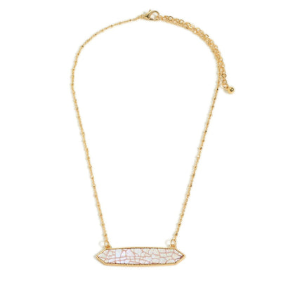 Gold Tone Pearlescent Bar Necklace
