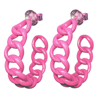 Painted Petite Chain Hoops - Sheila Fajl