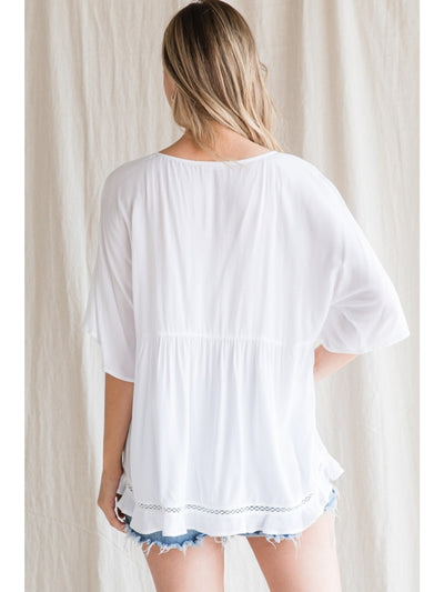 Solid White Top with Half Sleeves