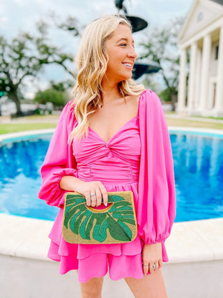 Luau Leaf Beaded Crossbody