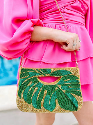 Luau Leaf Beaded Crossbody