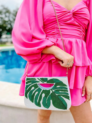 Luau Leaf Beaded Crossbody