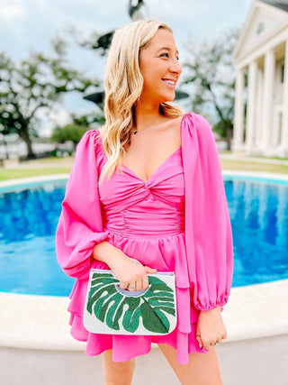 Luau Leaf Beaded Crossbody