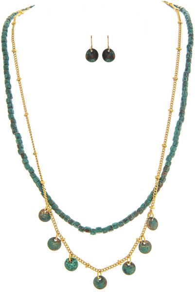 Gold Patina Drops Necklace Set