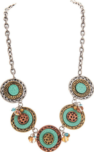 Patina Mix Layered Buttons Necklace Set