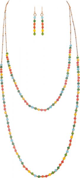 Multicolored Double Row Necklace Set
