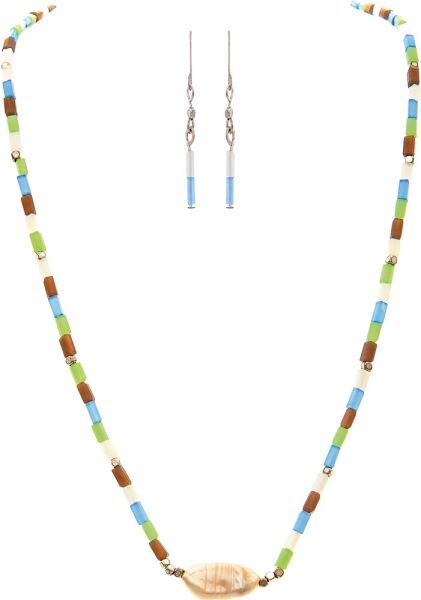Multicolor Glass Bead Freshwater Pearl Necklace Set
