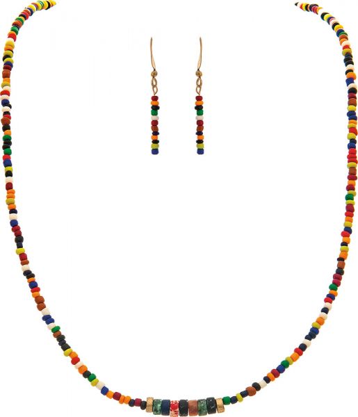 Gold Multi Disc Beads Necklace Set