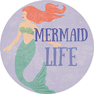 "Mermaid Life" Round Car Coaster Purple