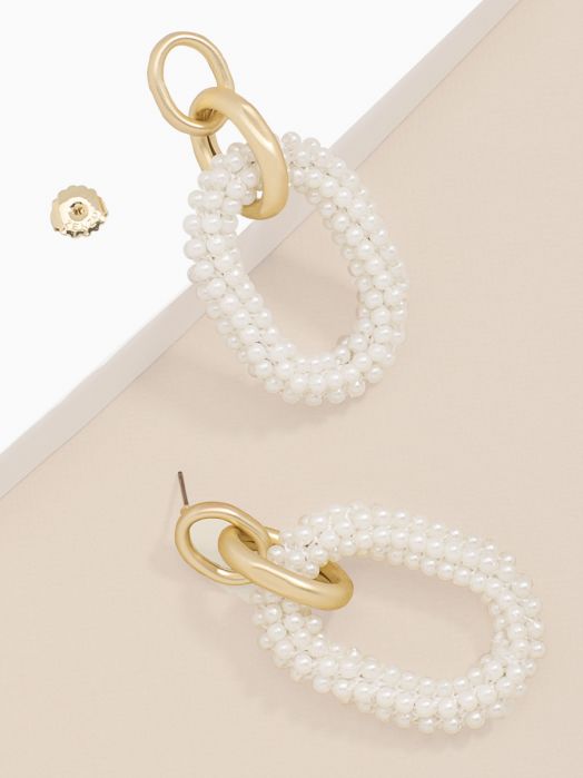 ZENZII Pearl Beaded Cable Link Drop Earring Jewelry